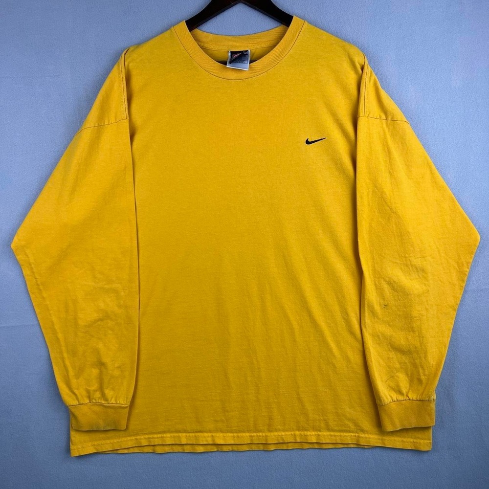 Vintage Yellow Nike Team Long Sleeve Tee Shirt XXL